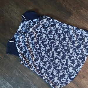 New York and Company small blue and white floral blouse